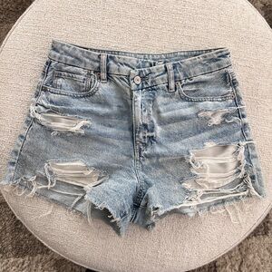 American Eagle Outfitters Ripped Light Blue Jean Shorts